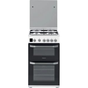 50cm Freestanding Double Oven Gas Cooker, White - Hotpoint HD5G00CCW/UK