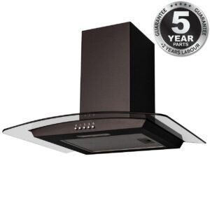 70cm Black Glass Chimney Cooker Hood - SIA CGH70BL