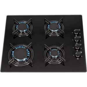 60cm Black Glass 4 Burner Gas Hob - SIA GHG612BL