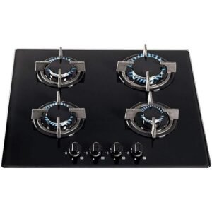 60cm Black Glass 4 Burner Gas Hob - SIA GHG603BL