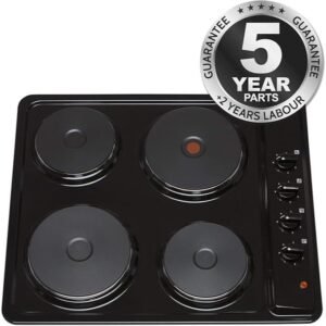 60cm 4 Zone Solid Plate Electric Hob - SIA PHP601BL