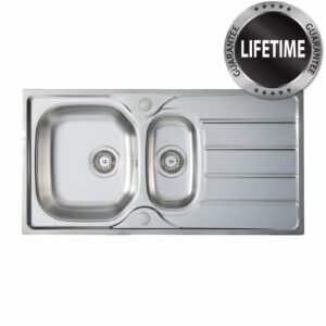 Stainless Steel Kitchen Sink & Waste Kit - SIA BAILE15SS ,1.5 Bowl